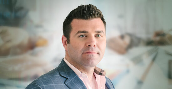 Chris Van Dusen headshot in front of business alternative investments background